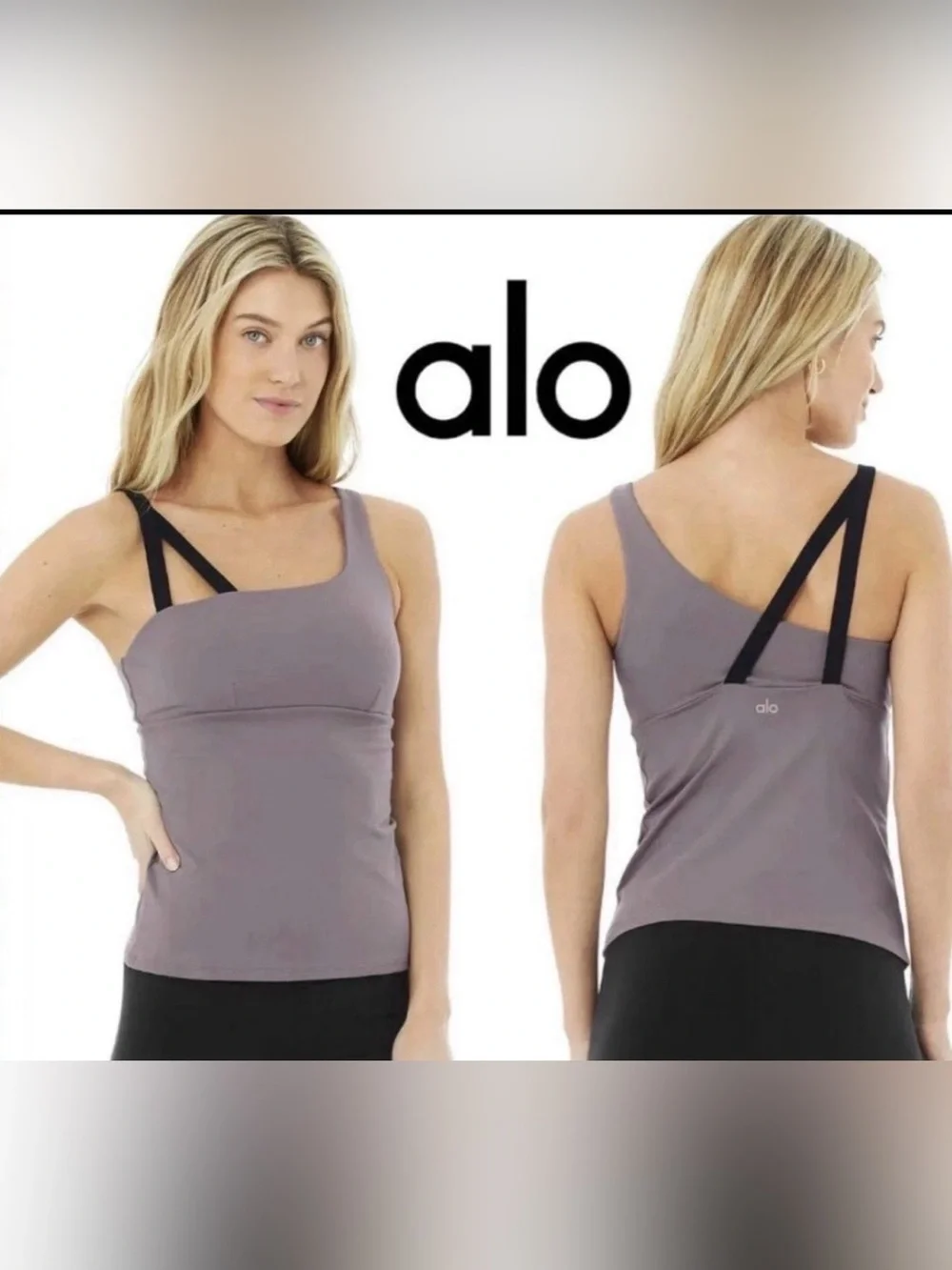 Alo Yoga Repose Asymmetrical One Shoulder Tank in purple dusk Size S
